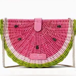 KATE SPADE PICNIC PERFECT WICKER WATERMELON CROSSBODY BAG